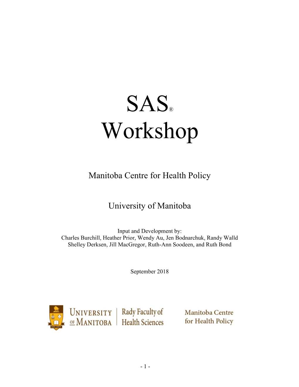 SAS® Workshop