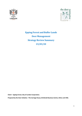 Epping Forest and Buffer Lands Deer Management Strategy Review Summary 23/03/20