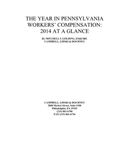 The Year in Pennsylvania Workers' Compensation