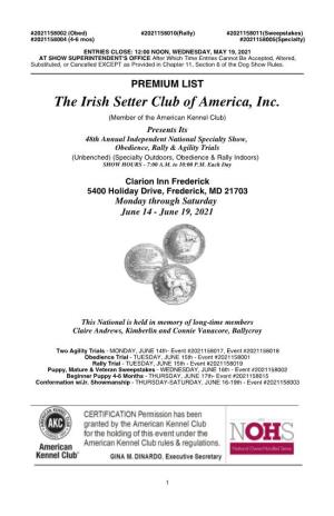 The Irish Setter Club of America, Inc