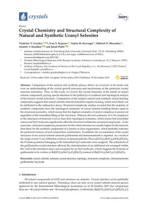 Crystal Chemistry and Structural Complexity of Natural and Synthetic Uranyl Selenites