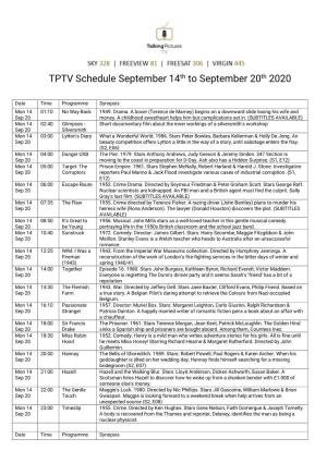 TPTV Schedule September 14Th to September 20Th 2020