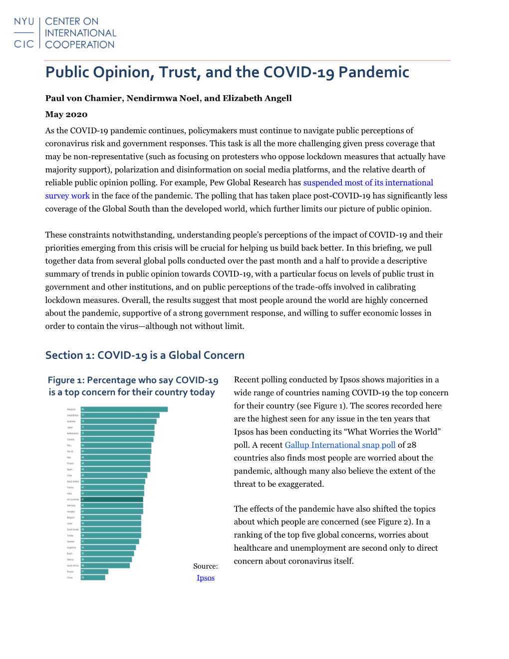 Public Opinion, Trust, and the COVID-19 Pandemic