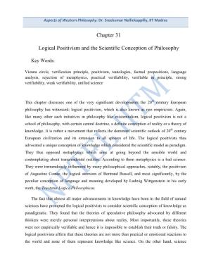 Chapter 31 Logical Positivism and the Scientific Conception of Philosophy
