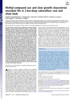 Methyl-Compound Use and Slow Growth Characterize Microbial Life in 2-Km-Deep Subseafloor Coal and Shale Beds