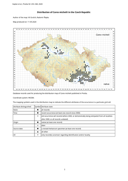 1 Distribution of Carex Michelii in the Czech Republic