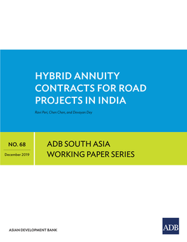 Hybrid Annuity Contracts for Road Projects in India