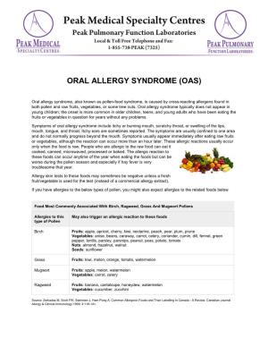 Oral Allergy Syndrome (Oas)