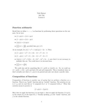 Function Arithmetic Composition of Functions