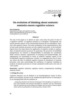 On Evolution of Thinking About Semiosis: Semiotics Meets Cognitive Science