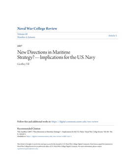 New Directions in Maritime Strategy?—Implications for the U.S. Navy Geoffrey Till