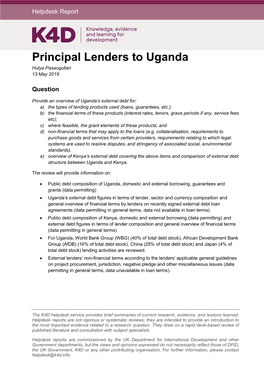 Lenders to Uganda Hulya Pasaogullari 13 May 2019