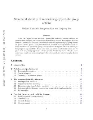 Structural Stability of Meandering-Hyperbolic Group Actions