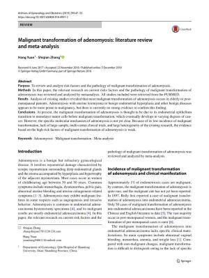 Malignant Transformation of Adenomyosis: Literature Review and Meta-Analysis