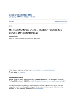 The Mostly Unintended Effects of Mandatory Penalties: Two Centuries of Consistent Findings