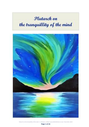 Plutarch on the Tranquillity of the Mind