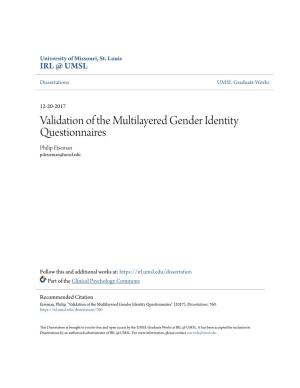 Validation of the Multilayered Gender Identity Questionnaires Philip Eiseman Pdeiseman@Umsl.Edu