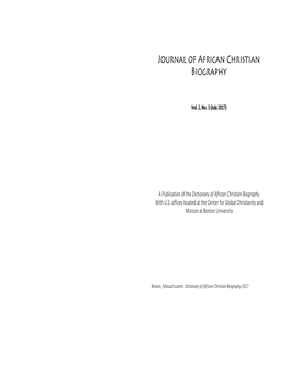 Journal of African Christian Biography