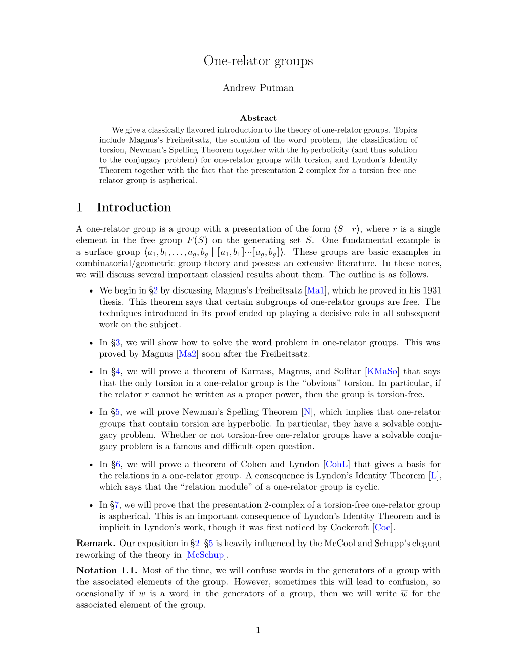 One-Relator Groups