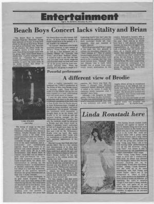 Enterta-Nlllent Page 8, the Retriever, December 10, 1973 , Beach Boys Concert Lacks Vitality and Brian