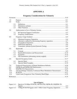 APPENDIX a Frequency Considerations for Telemetry