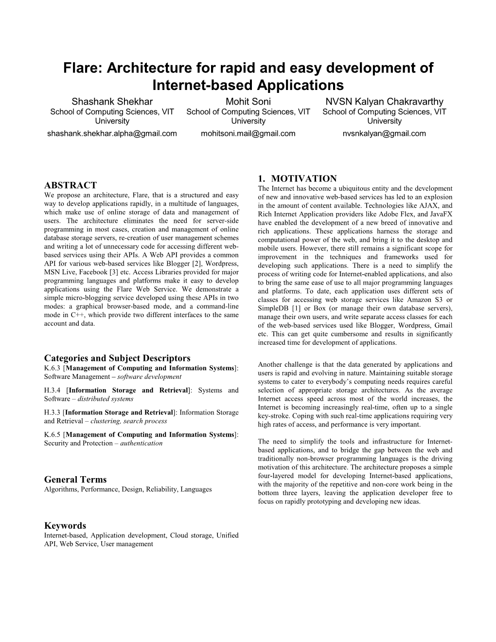 Flare: Architecture for Rapid and Easy Development of Internet-Based