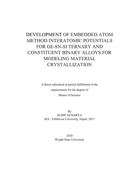 Development of Embedded Atom Method Interatomic Potentials for Ge-Sn-Si Ternary and Constituent Binary Alloys for Modeling Material Crystallization