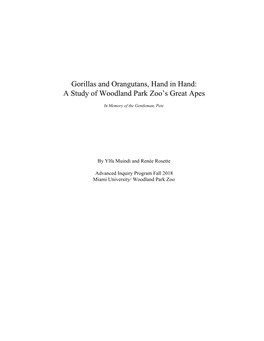 Gorillas and Orangutans, Hand in Hand: a Study of Woodland Park Zoo’S Great Apes