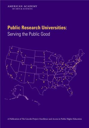 Public Research Universities: Serving the Public Good