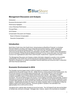 Management Discussion and Analysis