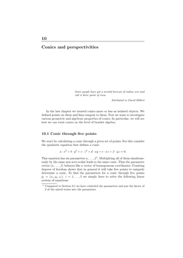 10 Conics and Perspectivities