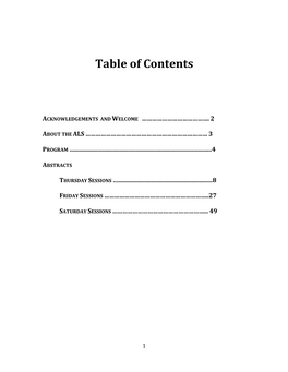 Table of Contents