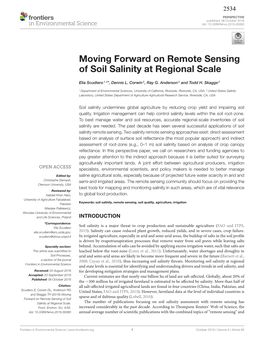 Moving Forward on Remote Sensing of Soil Salinity at Regional Scale