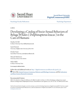 Developing a Catalog of Socio-Sexual Behaviors of Beluga Whales ( Delphinapterus Leucas ) in the Care of Humans Heather M