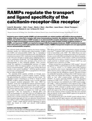 Ramps Regulate the Transport and Ligand Specificity of the Calcitonin