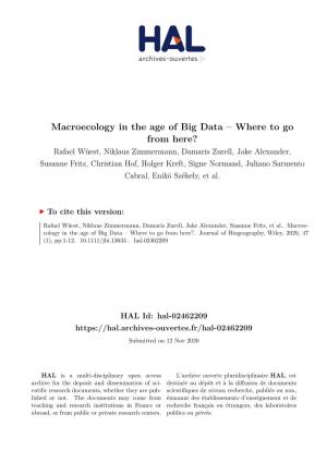 Macroecology in the Age of Big Data – Where to Go from Here?