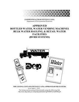 SECTION 1: PERMITTED INSTATE BOTTLED WATER SYSTEMS 31-Mar-2011