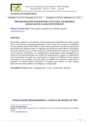 Programación Radiofónica En Cuba. Un Modelo Singular En La Era De Internet
