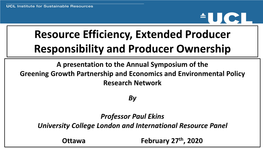 Resource Efficiency, Extended Producer Responsibility And