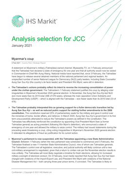 Analysis Selection for JCC January 2021