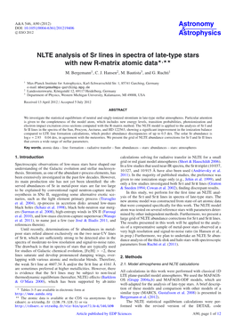 NLTE Analysis of Sr Lines in Spectra of Late-Type Stars with New R-Matrix Atomic Data�,