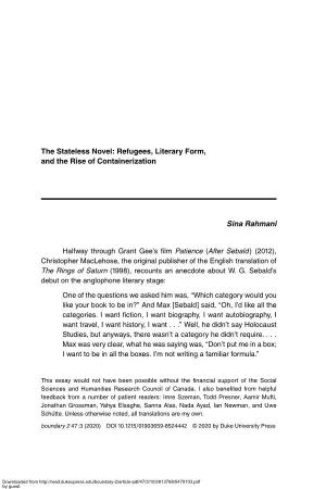The Stateless Novel: Refugees, Literary Form, and the Rise of Containerization
