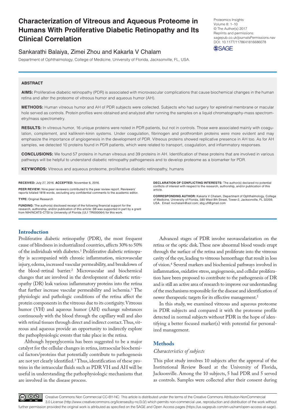 Characterization of Vitreous and Aqueous Proteome in Humans With