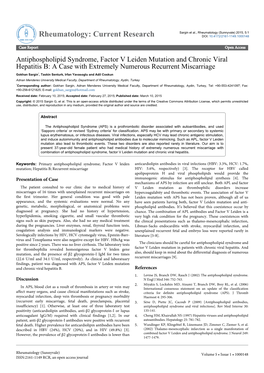 Antiphospholipid Syndrome, Factor V Leiden