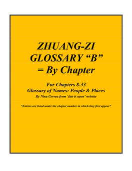 Zhuangzi Glossary – Chapters 8 to 33 (By Chapter)