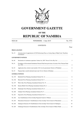 Government Gazette Republic of Namibia