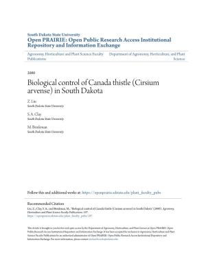Biological Control of Canada Thistle (Cirsium Arvense) in South Dakota Z