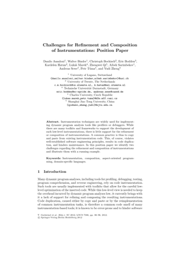 Challenges for Refinement and Composition of Instrumentations