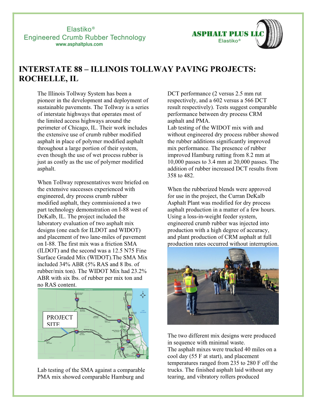 Interstate 88 – Illinois Tollway Paving Projects: Rochelle, Il