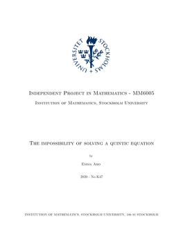 MM6005 the Impossibility of Solving a Quintic Equation